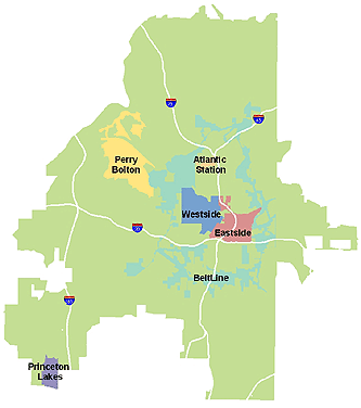 A map of Atlanta's TAD districts