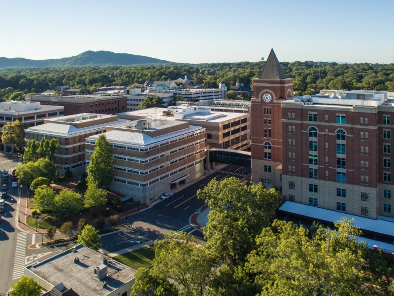 A photo of a more urban area in Cobb County, with dense construction.