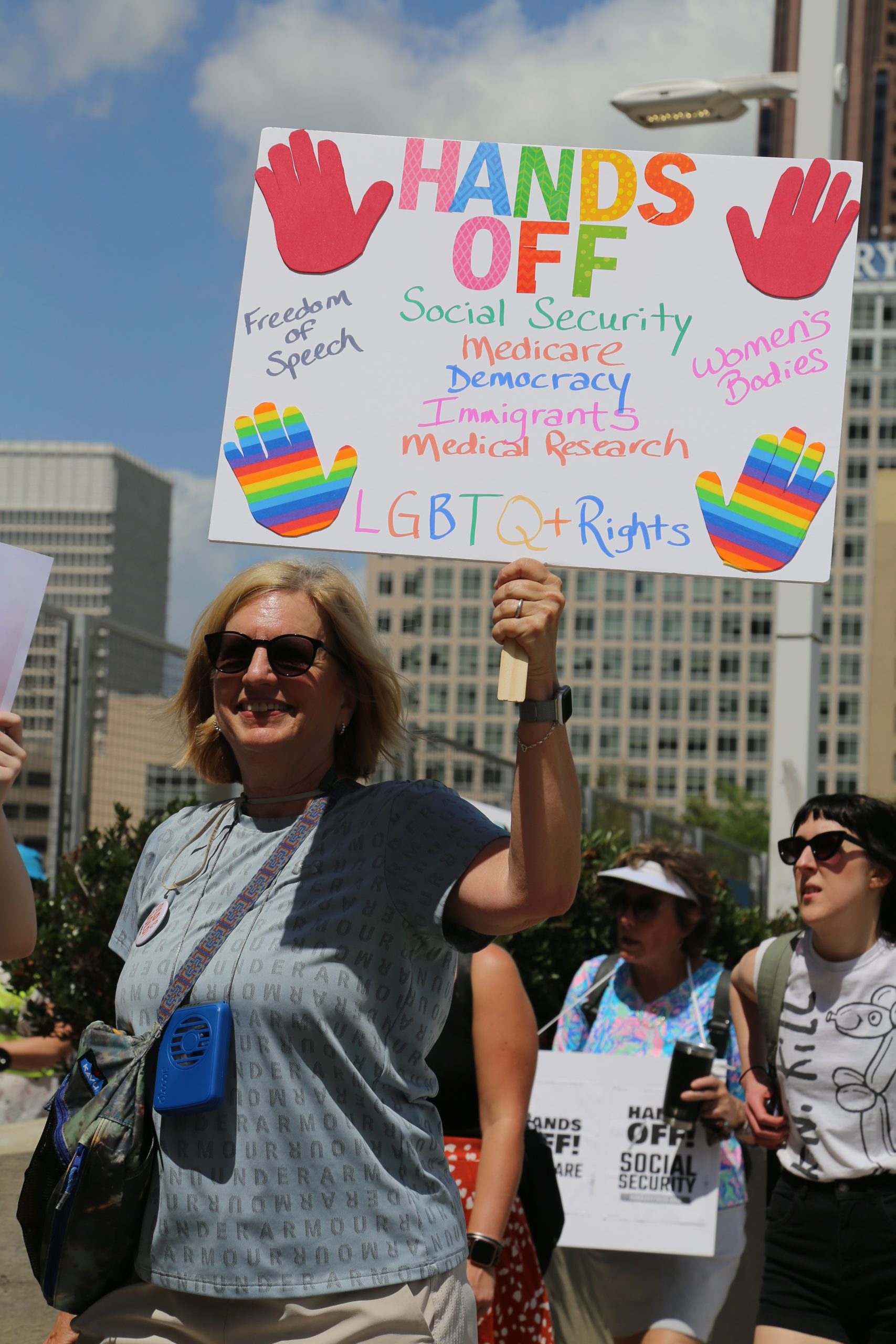 Susie Julius, a retired flight attendant, came from Roswell to demonstrate. Credit: Alessandro Marazzi Sassoon